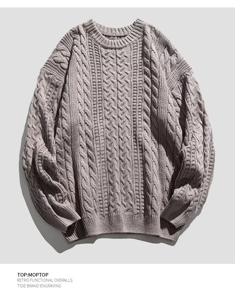 Suéter grueso de color sólido para hombre otoño e invierno 2024 nuevo suéter de punto de cuello redondo suéter coreano para hombre