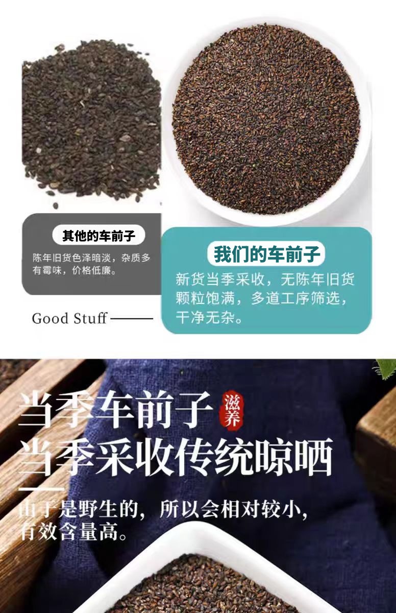 Plantain Seed (Plantago asiatica) — Dried Che Qian Zi Food Herb, 500g quality and texture