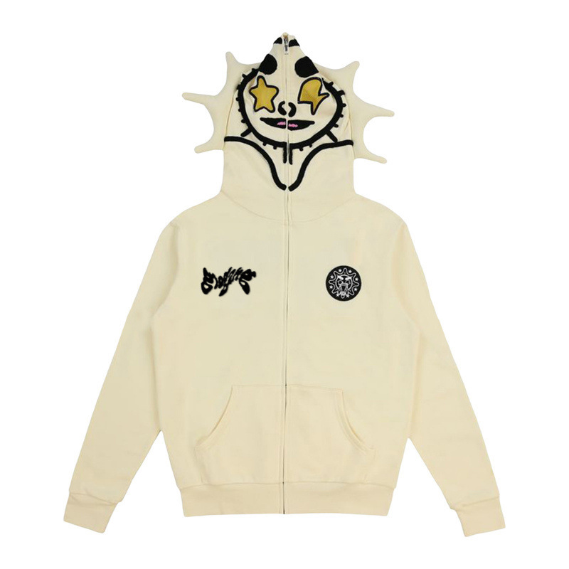 Sweat à capuche imprimé requin squelette – Sweat-shirt unisexe zippé streetwear (Coupe oversize, S-5XL, style gothique et Y2K)_voghion.com