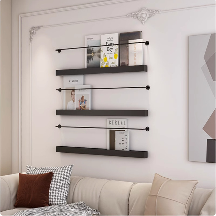 Simple Modern Wall Book and Newspaper Rack Iron Living Room Wall Hanging Magazine Newspaper Decoration Storage Display Rack