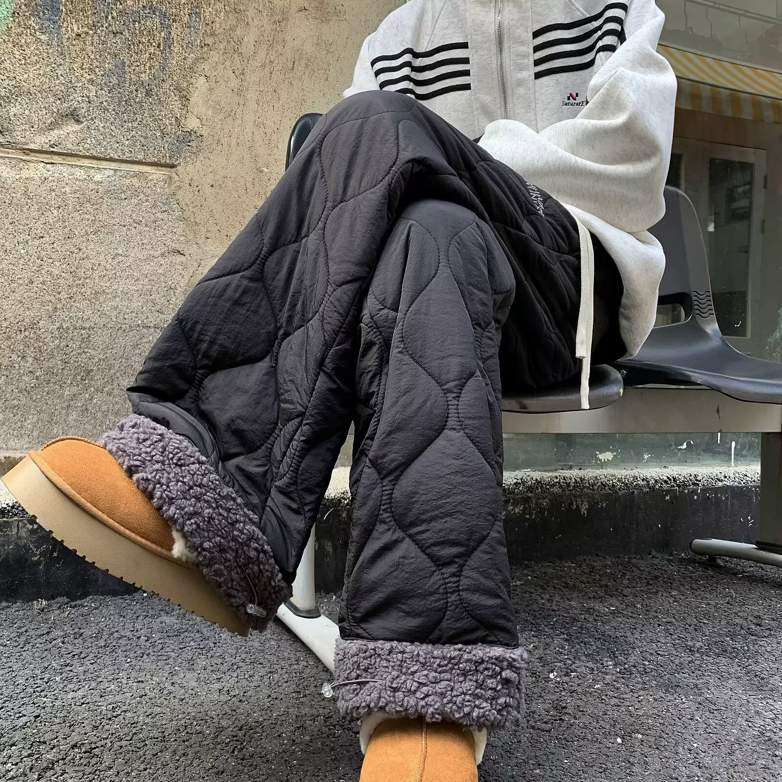 Кашемировые хлопчатобумажные брюки для мужчин и женщин утолщены зимой