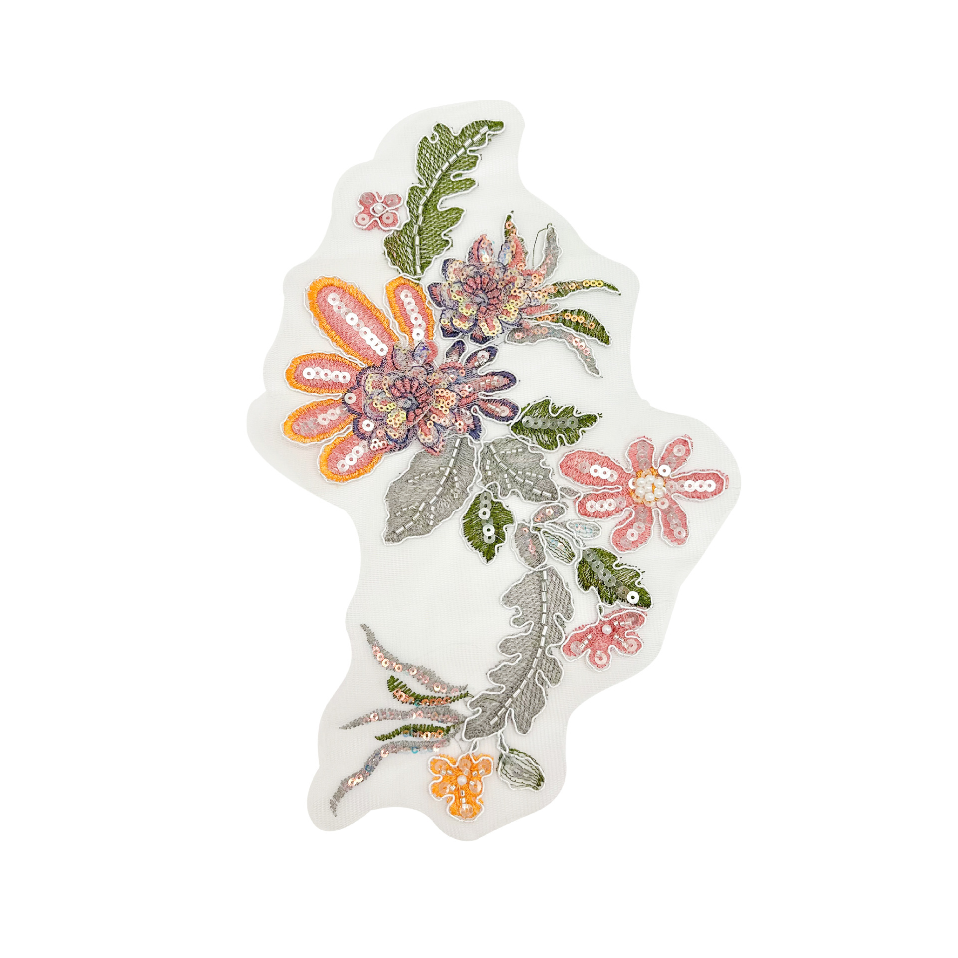 Flores de poliéster bordadas de paleta de flores gradiente decoración cheongsam vestido vestido accesorios de ropa malla