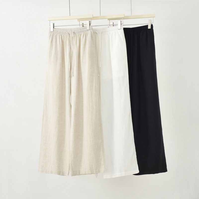 Yulu Ma Tencel Linen Wide-Leg Women's Summer Thin Loose High-Waisted Draped Straight-Leg Casual Pants Cool Long Trousers