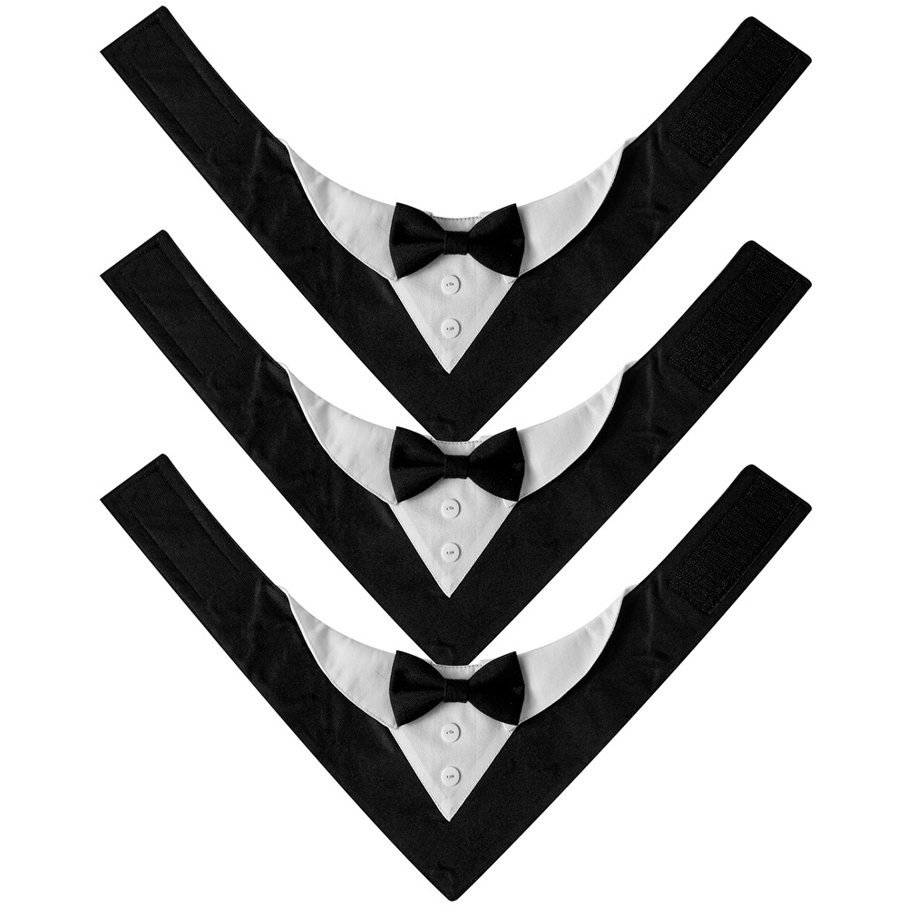 Fábrica en stock transfronteriza nuevo guapo estilo británico traje de boda mascota saliva toalla Velcro perro toalla triángulo