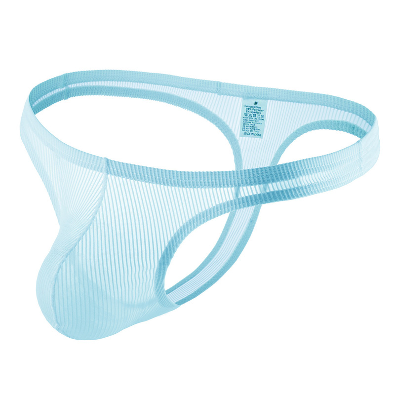 Cross-Border Amazon Spot Transparent Pinstripe Bag Men's Thong Temptation Sexy Men's Underwear t Pants B635
