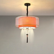 新款新中式中国风带射灯餐饮吊灯咖啡厅国潮包房饭店湘菜馆红色灯