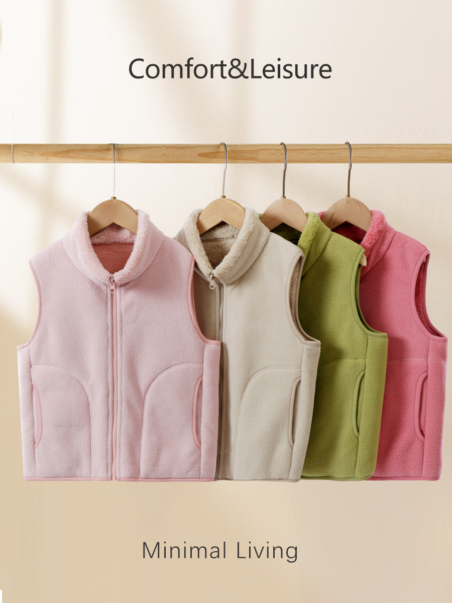 Niños chaleco de terciopelo engrosado otoño invierno uniformes calientes artefactos de niños padres niñas hombros de abrigos sin mangas calientes