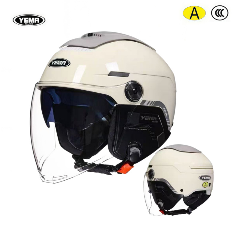 Mustang 3C Certified Ym370S Dual-Mirror Half Helmet New National Standard Motorcycle Electric Vehicle Safety Helmet New Model Summer Ventilation