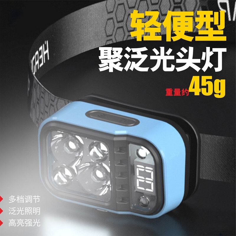 Cross-border Outdoor Lightweight LED Smart Induction Headlight TYPE-C Charging Long Endurance Night Running Lighting