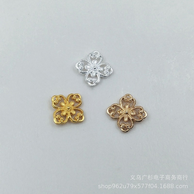 新款合金镂空正方四瓣花连接挂件DIY手工饰品配件发簪吊坠首饰