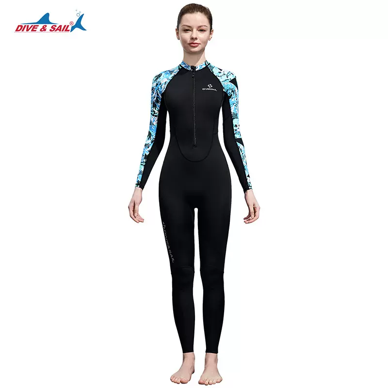 DIVE&SAIL新款连体莱卡潜水服女冲浪浮潜游泳防晒速干水母泳衣