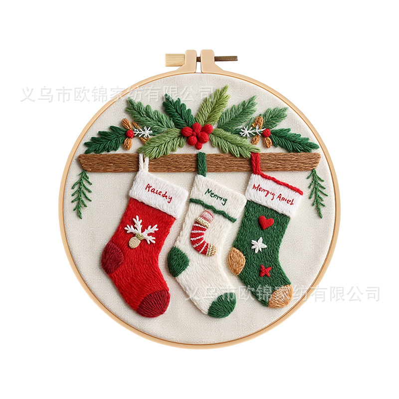 Nuevos productos originales bordados DIY materiales hechos a mano paquetes Feliz regalo de Navidad Amazon venta caliente transfronteriza Inglés