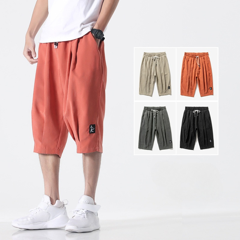 Casual Three-quarter Shorts Men's Summer Thin Plus-size Sports Pants Trendyy Loose Straight 7-point Medium Pants