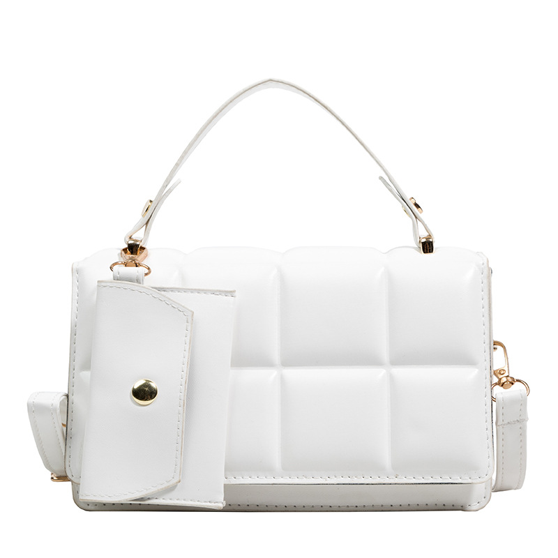 Bolso pequeño de indentación popular transfronterizo bolso a cuadros de estilo occidental de moda de las mujeres bolso de mensajero simple de color sólido bolso de la madre y el niño