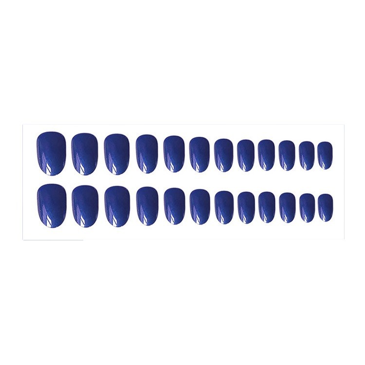Venta caliente transfronteriza, color puro simple, uñas portátiles, parche corto de uñas de alta calidad, uñas postizas azules al por mayor