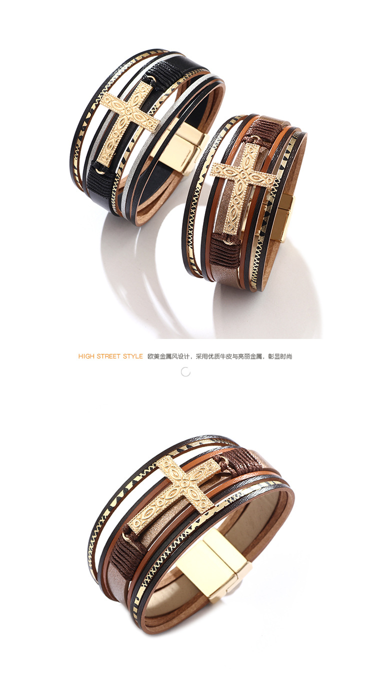 Cross Braided Magnetic Buckle Bracelet Wholesale display picture 1