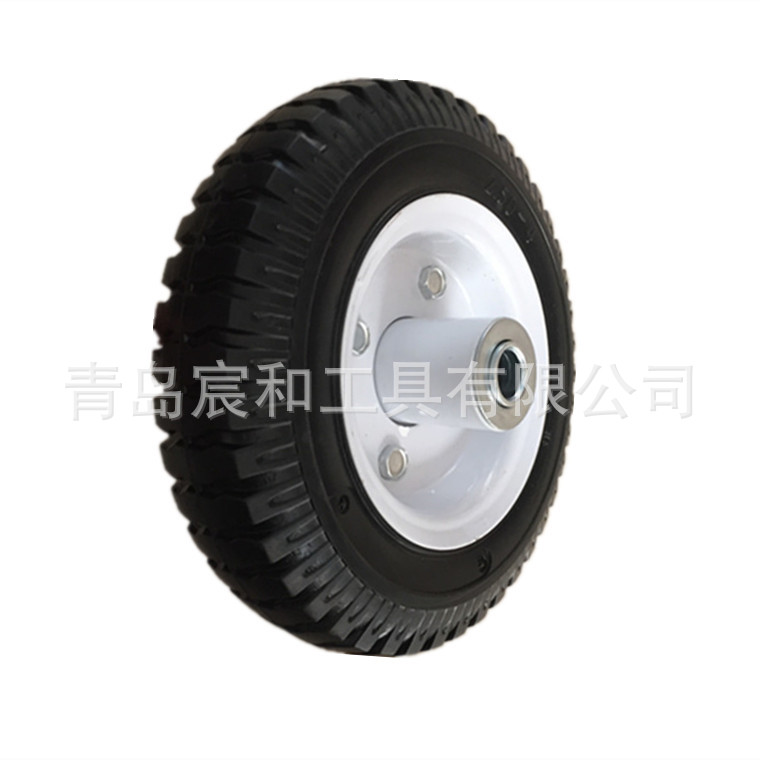 8x2.50-4pu发泡轮 免充气定向万向支架轮 8英寸免充气实心轮胎