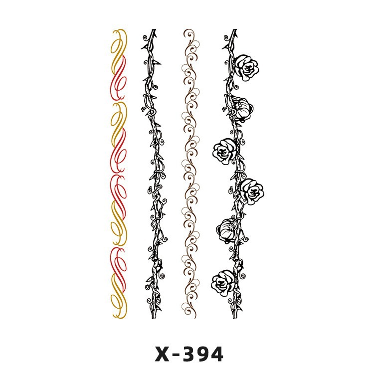 Arco de flor pequeña pegatinas de tatuaje fresco 3D dibujos animados transfronterizo Henna rosa impermeable texto en inglés pegatinas de tatuaje