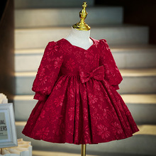花童婚礼红色礼服抓周高端女孩童拜年服儿童女宝宝周岁公主裙春季