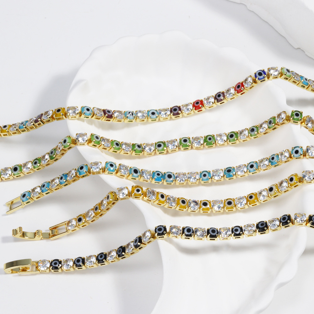 10g Weight Bracelets Classification Copper Chain Material 1 Piece Quantity Holiday, Tea Party Occasion Copper Material Devil's Eye Pattern All Seasons Season Women's Gender Retro, Classic Style Style Wholesale Jewelry Retro Classic Style Devil's Eye Copper Bracelets 18