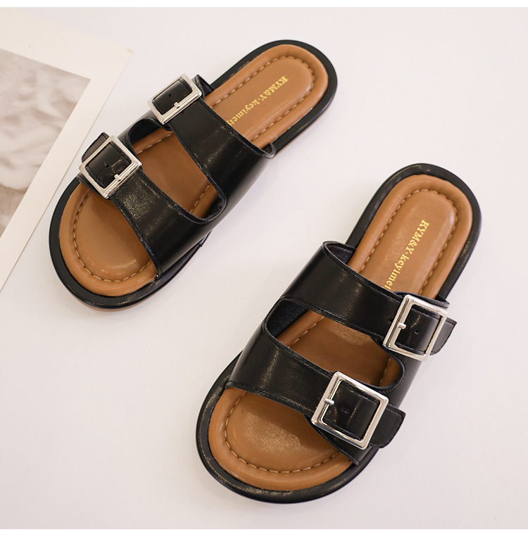 Comfortabel en elegant eenbenige woordgesp lente zomer nieuwe fabriek directe levering Taizhou mode zachte zolen sandalen pantoffels_voghion.com