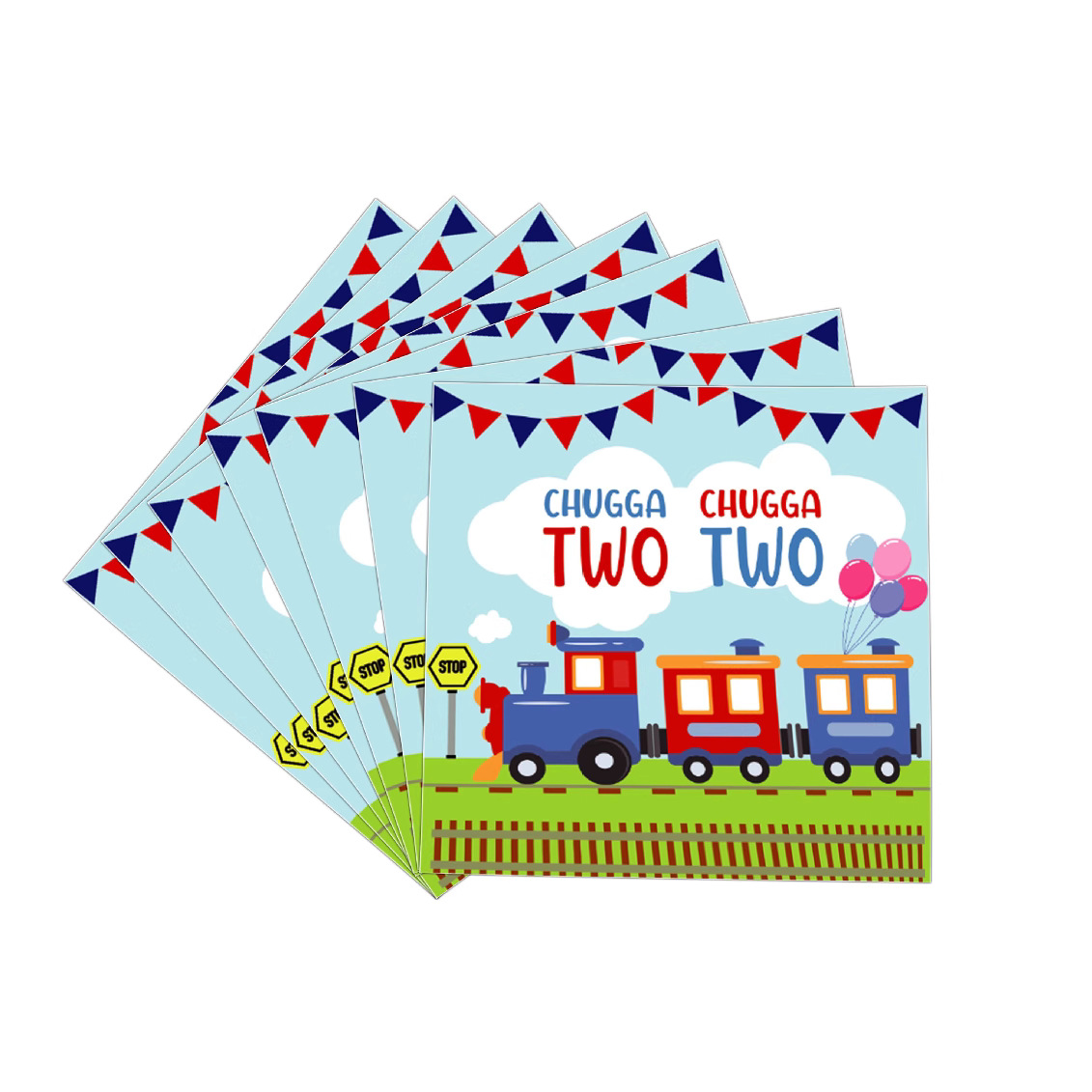 Bandeja de papel transfronteriza tren decoración de lugar de cumpleaños suministros de fiesta bandeja de papel toalla de papel taza de papel juego de vajilla desechable
