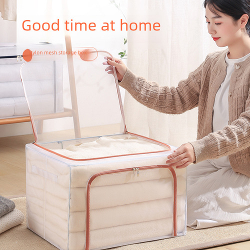 PVC Waterproof Storage Box, Moisture-Proof Organizing Box, Clear Transparent Steel Frame Storage Box, Foldable Storage Box
