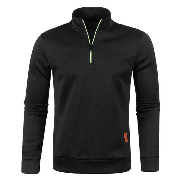 Autumn and Winter Men's Collar Zipper Knitwear Sleeves Thin Velvet Trendy Tops Sweater Jackets Plus Size Men