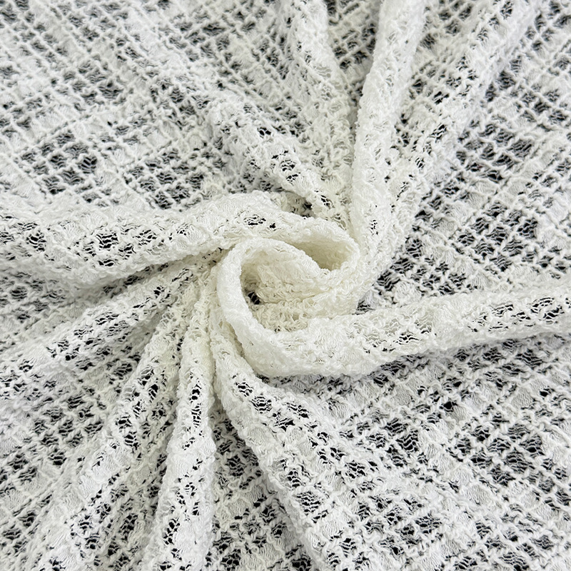 2026 tejido coreano de tejido de punto tejido de encaje vestido de textura abierto de tela de cola de pescado en forma de A vestido largo