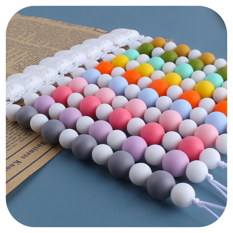 Nuevo bebé suministros plástico pico clip de silicona perlas mordedor bebé molar juguetes chupete cadena anti-perdida cadena