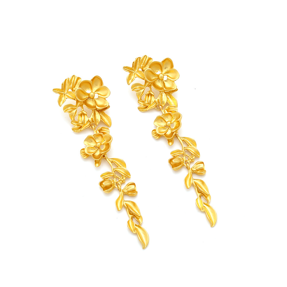 1 Pair IG Style Sweet Leaf Flower Plating Zinc Alloy Drop Earrings display picture 4