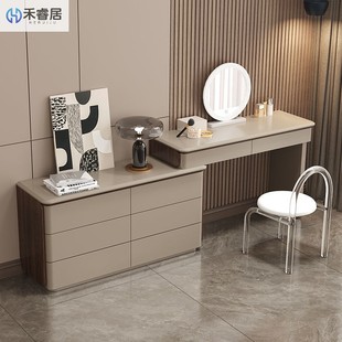 Solid Wood Dressing Table Storage Cabinet Bucket Cabinet Integrated Bedroom New Chinese Style Simple Dressing Table Household Retractable Makeup Table
