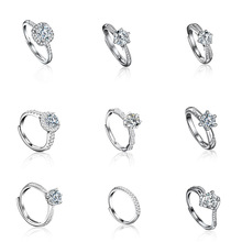 跨境快手小红书网红直播仿真莫桑石戒指女一克拉六爪婚戒厂家直销