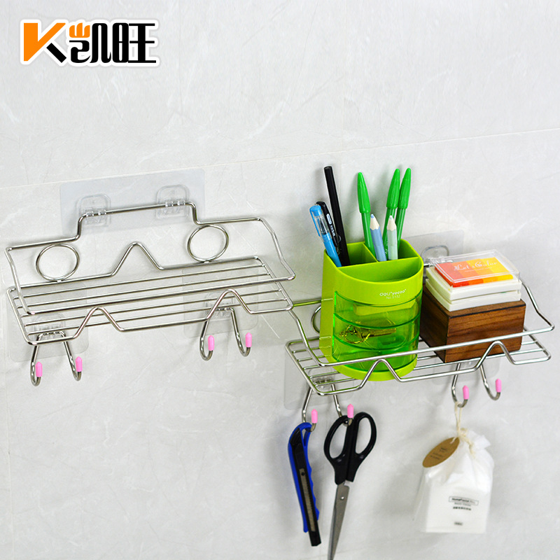 Rack cuadrado de acero inoxidable ponche-libre baño rack de almacenamiento de múltiples funciones estante de la pared