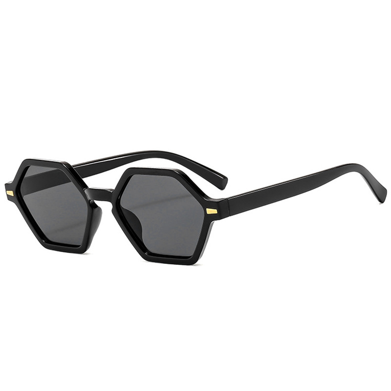 Cross-border europeo y americano retro pequeño marco hexagonal simple arroz con uñas gafas de sol para exteriores estilo ins