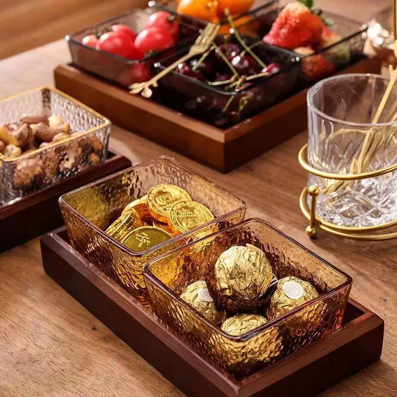 Fruit plate living room hammer pattern glass refreshment tea table snacks dried fruit nuts candy snacks dish snacks dim sum storage box Dipeng
