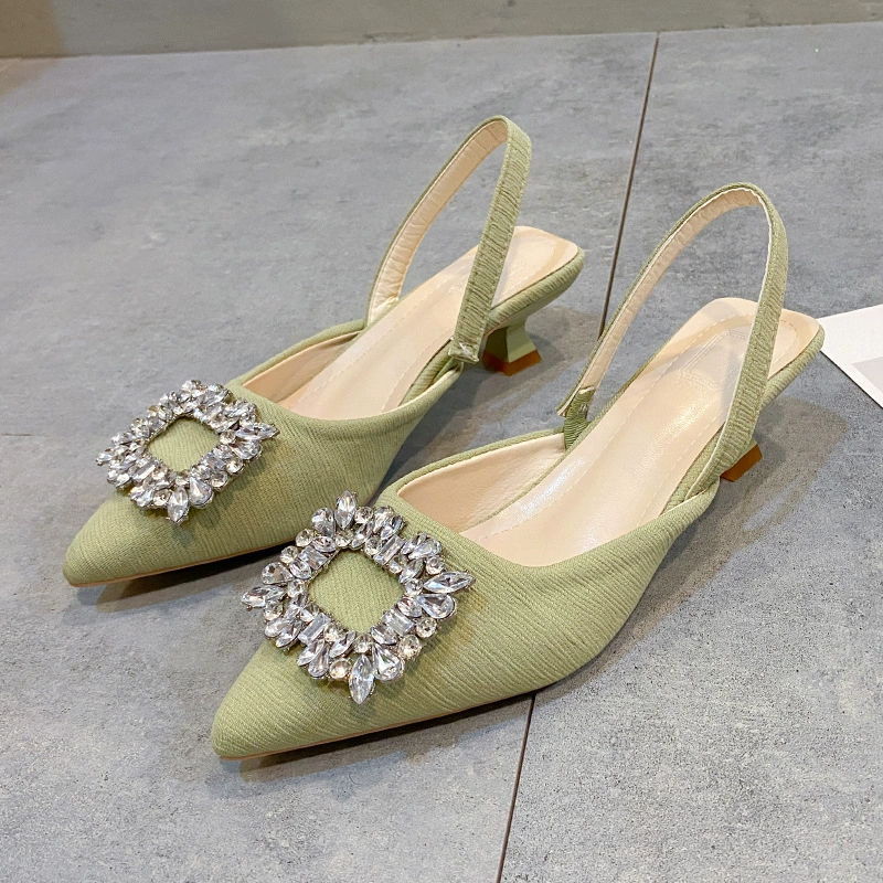 Новые осенние туфли на высоком каблуке, модные высококачественные универсальные пустые сандалии со стразами на носке, тонкие босоножки на низком каблуке в наличии, босоножки на высоком каблуке