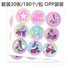 KK233外贸供货溜冰鞋滑冰场滑板派对信封装饰不干胶贴纸套装180个