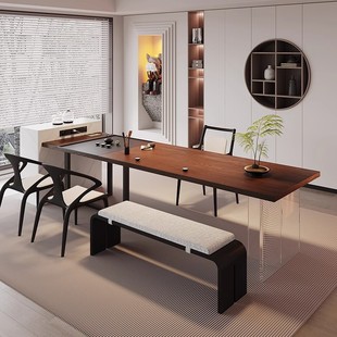 Solid Wood Tea Table with Tea Tray Embedded Kettle Integrated Modern Simple Tea Room Tea Table Designer Office Tea Table