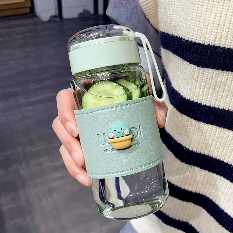 Термостойкая портативная стеклянная чашка для воды для мужчин и женщин, стильная стильная утолщенная портативная офисная чашка для чая, летний сепаратор для чая