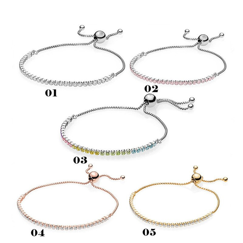 Panjia White Copper Silver-Plated Bracelet Rose Gold Rainbow Shine Adjustable Bracelet DIY Basic Bracelet Panjia White Copper Silver-Plated Bracelet Rose Gold Rainbow Shine Adjustable Bracelet DIY Basic Bracelet