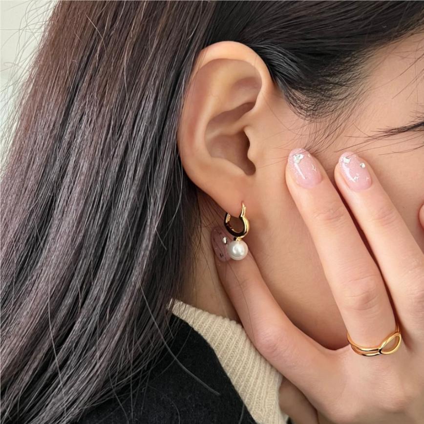 Title 5, Kadın 925 Ayar Gümüş İnci Kalp Küpeler. Zamansı...