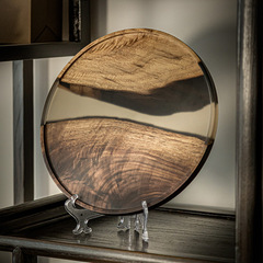 Resin minimalist small tea tray, household simple tea table, solid walnut painted dry brewing tea stand tea tray wooden plate