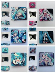 跨境初音未來短款PU錢包 青少年學生時尚簡約兒童零錢包卡包錢夾