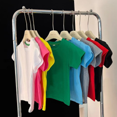 Children's Short Sleeve T-shirt 2024 Summer New Candy Color Pure Color Primary School Students Pure Cotton Graduation Class Uniform Kindergarten