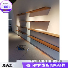 好评率层板无痕客厅原木背景隔板置物架实木书架墙上装饰