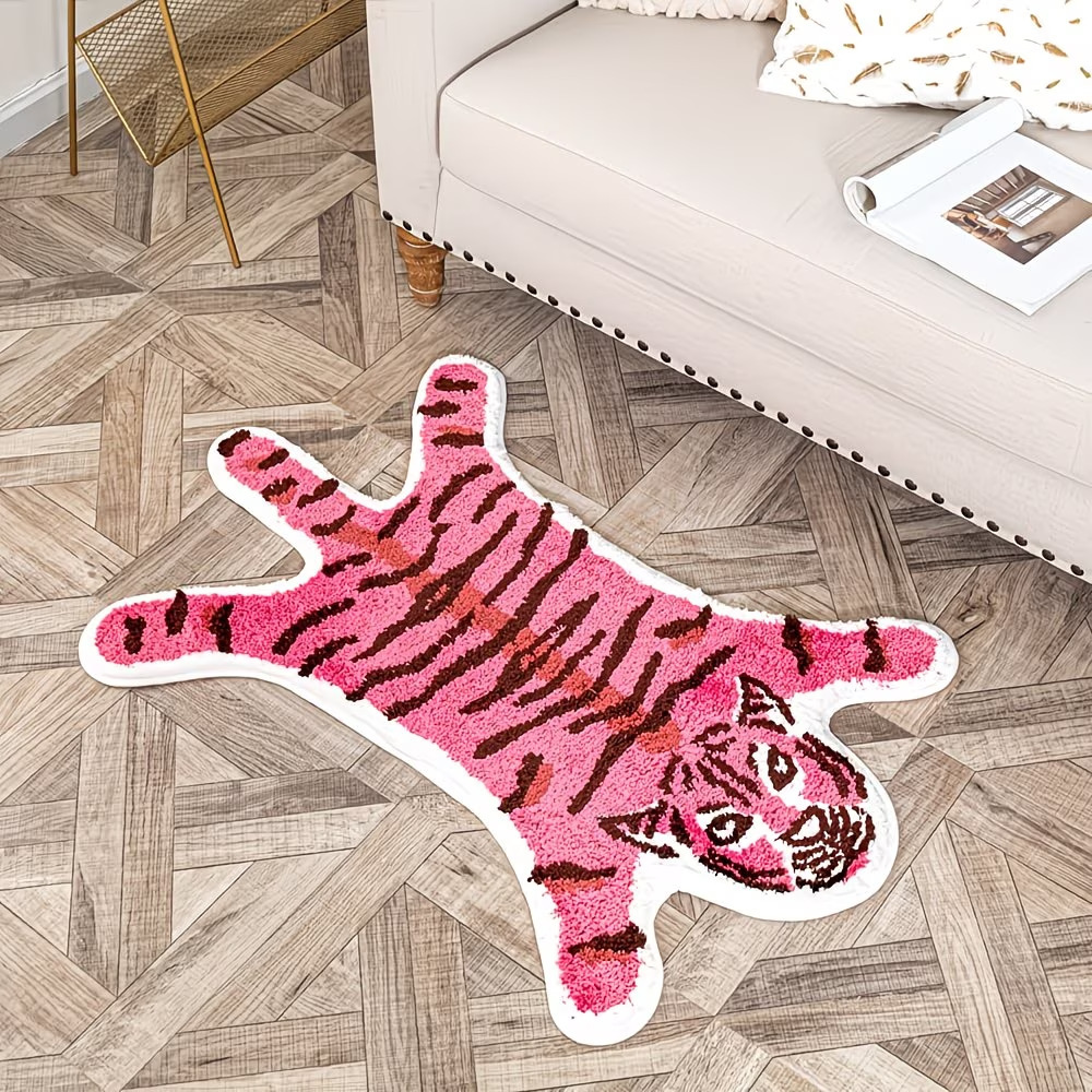 Transfronterizo tigre imitación de alfombra de cachemira suave sofá mesa de té alfombra de cama casera ventana flotante aislante alfombra de pies fríos
