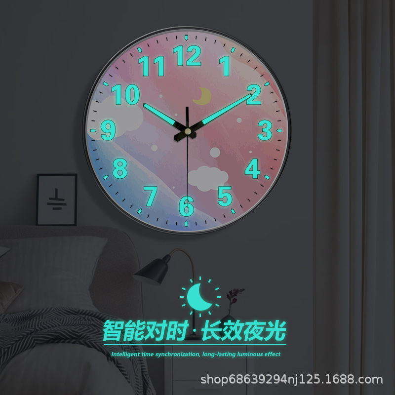 【12 Inches 30Cm】Modern Luminous Clock, Elegant and Luxurious Clock, Nordic Wall Clock, Landscape-Style Fresh Clock