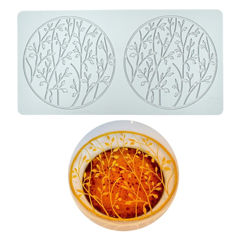 Exquisita nueva Ronda Garland fondant encaje almohadilla hueco floral swing placa molde de silicona molecular de cocina almohadilla de impresión