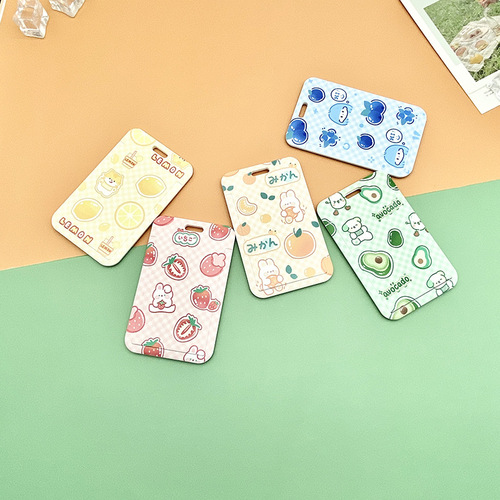 Plastic sliding cover fruit card holder student school card meal card fruit card protective cover manufacturer wholesale embossed